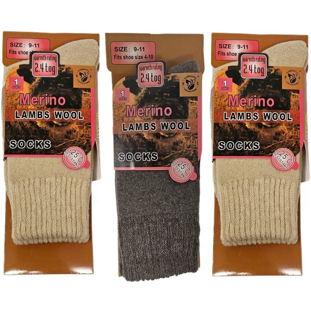 Womens Lamb Wool Socks, Warm Winter Hiking Merino Lamb Wool Socks,  3-Pairs NWT
